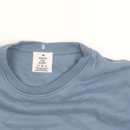 Rock On Ruby Men's Blue Small Pullover Sweatshirt Regular Fit