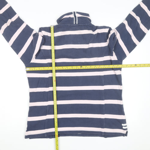Crew Clothing Women Blue Pink 1/4 Zip Striped Sweatshirt Size 12