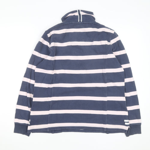 Crew Clothing Women Blue Pink 1/4 Zip Striped Sweatshirt Size 12