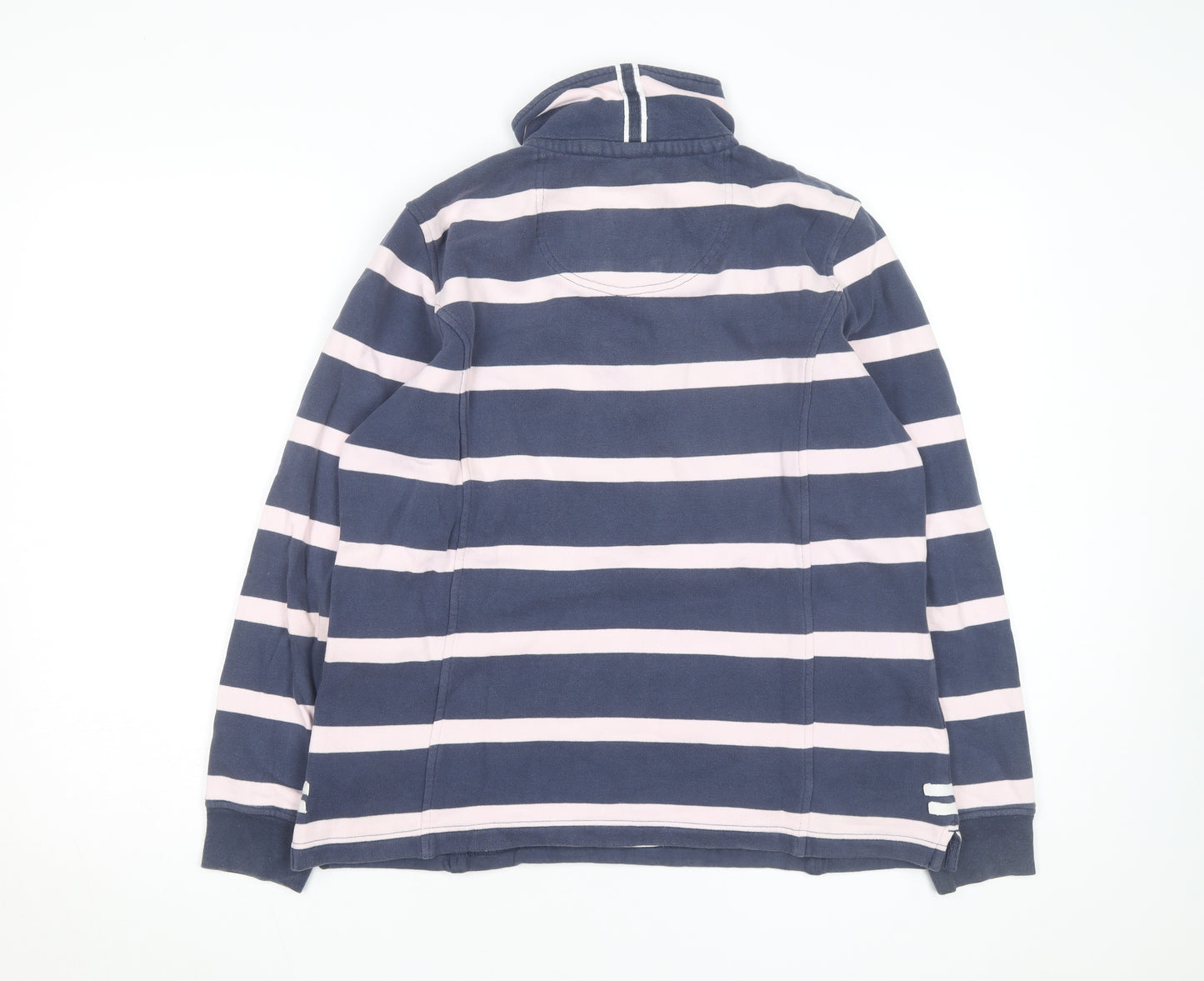 Crew Clothing Women Blue Pink 1/4 Zip Striped Sweatshirt Size 12