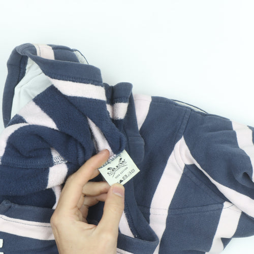 Crew Clothing Women Blue Pink 1/4 Zip Striped Sweatshirt Size 12