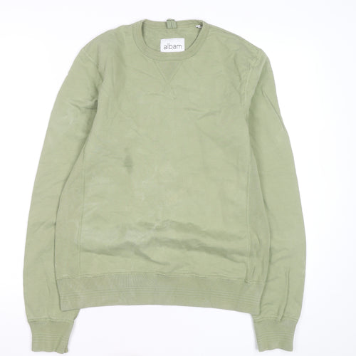 Albam Men's Green XS Crew Neck Cotton Pullover Sweatshirt