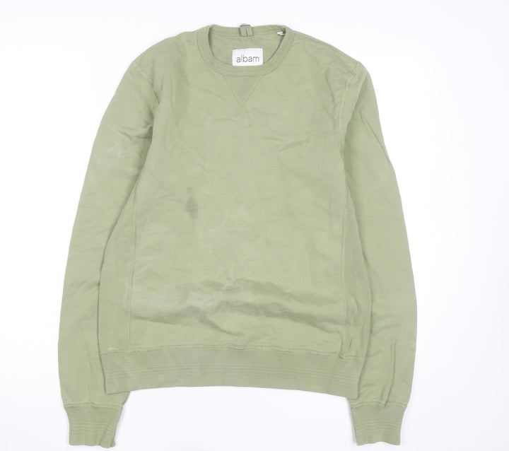 Albam Men's Green XS Crew Neck Cotton Pullover Sweatshirt