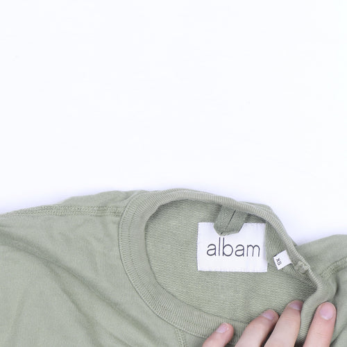 Albam Men's Green XS Crew Neck Cotton Pullover Sweatshirt