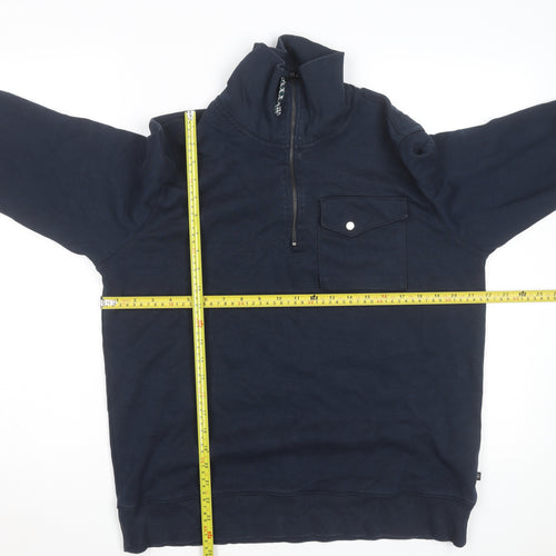 Ted Baker Men's Blue 1/4 Zip Sweatshirt Size L High Neck Cotton