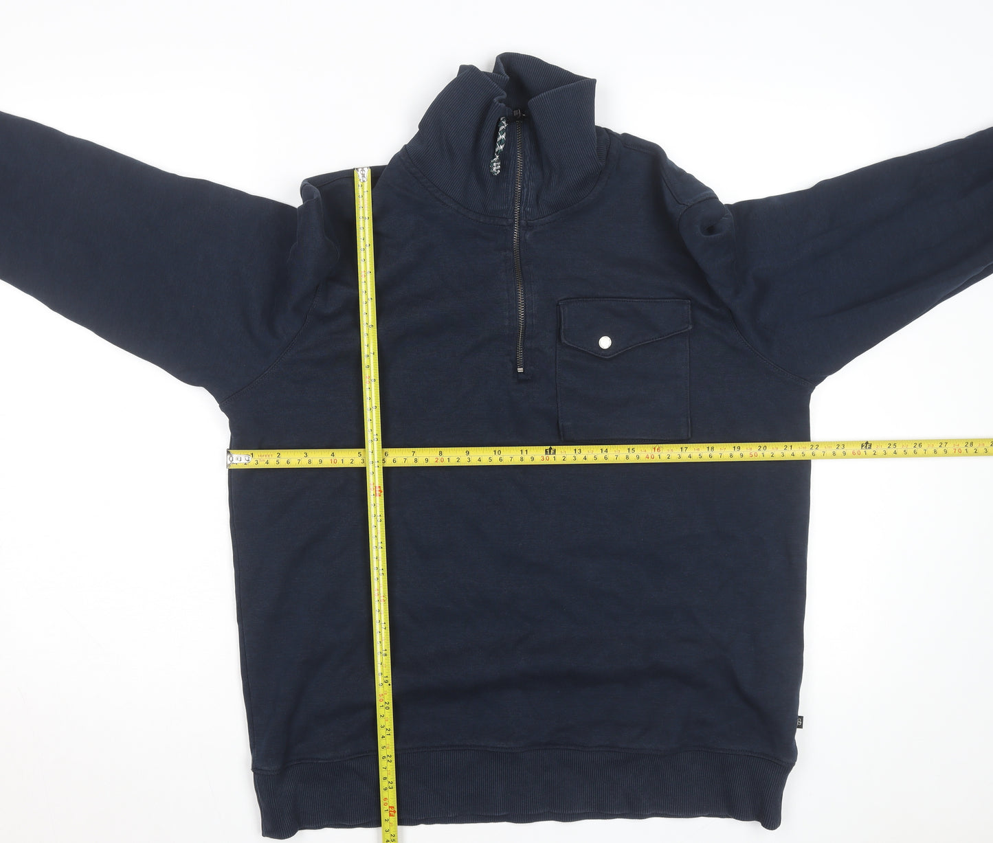 Ted Baker Men's Blue 1/4 Zip Sweatshirt Size L High Neck Cotton