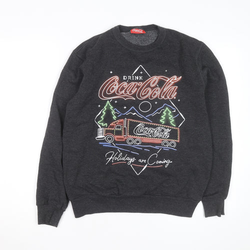Coca-Cola Men’s Grey Christmas Graphic Pullover Sweatshirt S