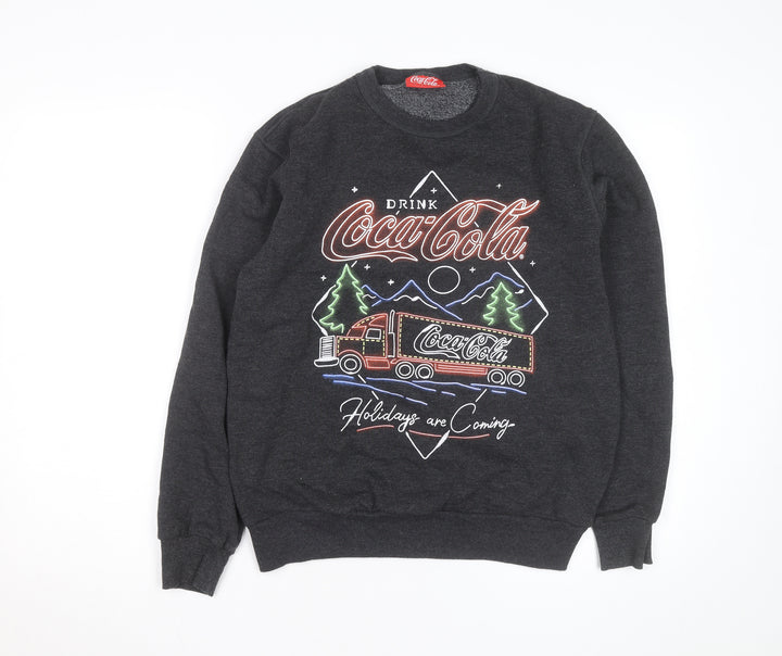 Coca-Cola Men’s Grey Christmas Graphic Pullover Sweatshirt S