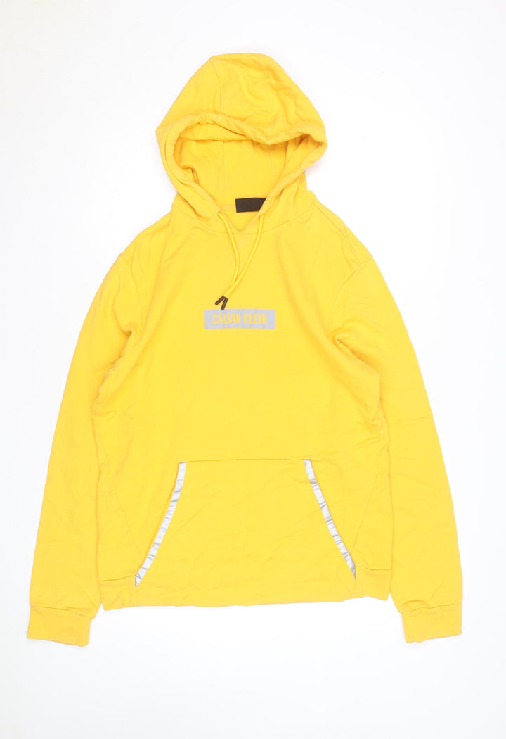 Calvin Klein Men’s Yellow Pullover Hoodie Size L Regular Fit