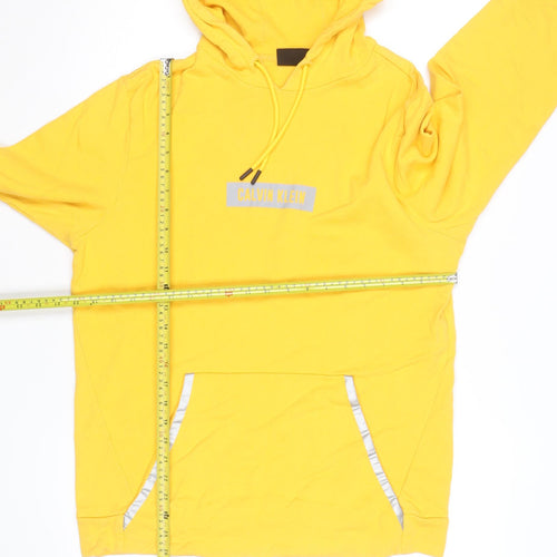 Calvin Klein Men’s Yellow Pullover Hoodie Size L Regular Fit