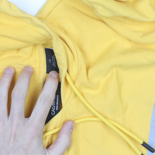 Calvin Klein Men’s Yellow Pullover Hoodie Size L Regular Fit