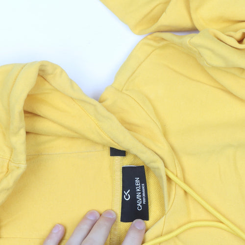 Calvin Klein Men’s Yellow Pullover Hoodie Size L Regular Fit