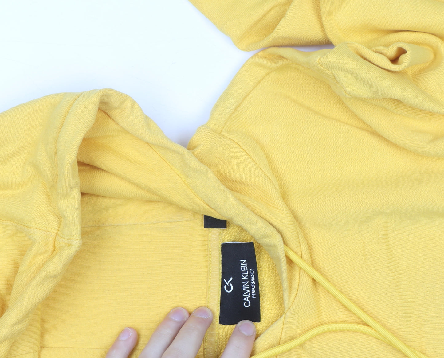 Calvin Klein Men’s Yellow Pullover Hoodie Size L Regular Fit