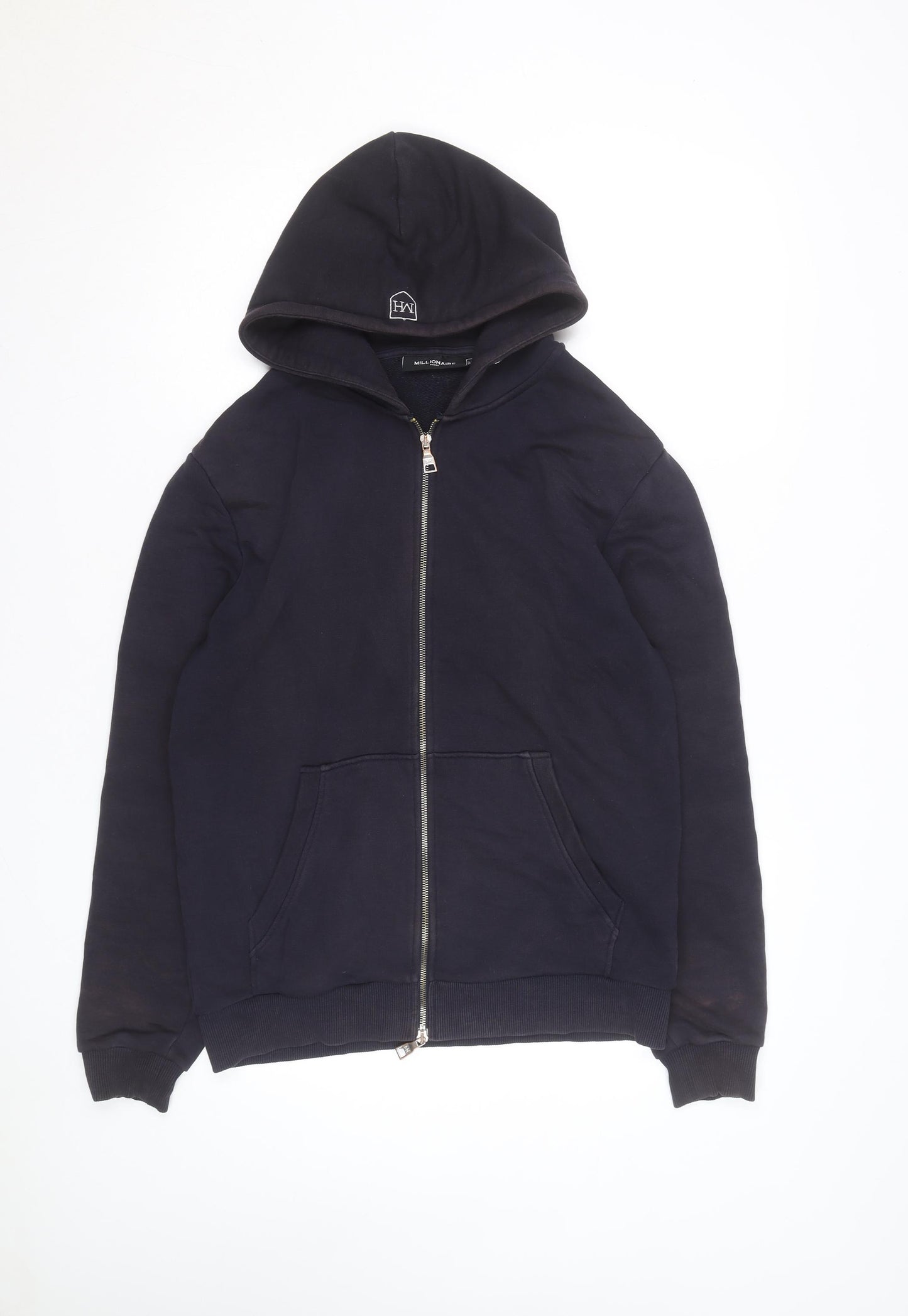 Millionaire Homme Men's Black Full Zip Hoodie M Logo Trim