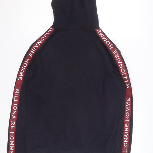 Millionaire Homme Men's Black Full Zip Hoodie M Logo Trim