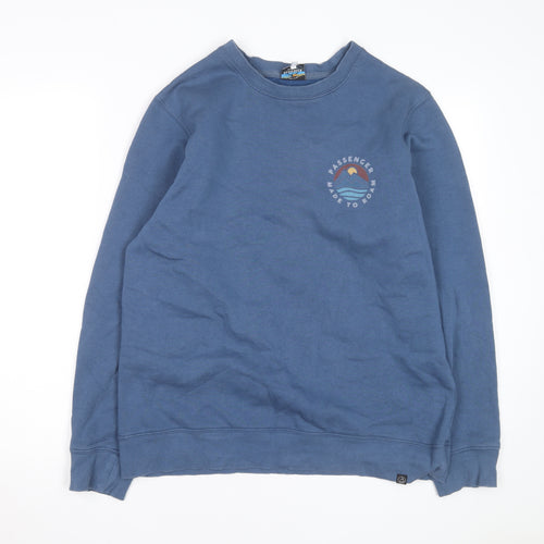 Passenger Mens Blue Crew Neck Pullover Sweatshirt Size M