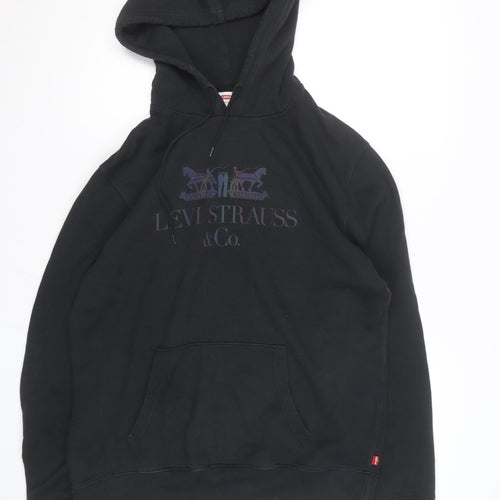 Levi's Men's Black Pullover Hoodie L Regular Fit Graphic Fleece