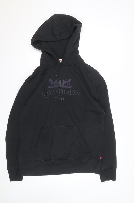 Levi's Men's Black Pullover Hoodie L Regular Fit Graphic Fleece