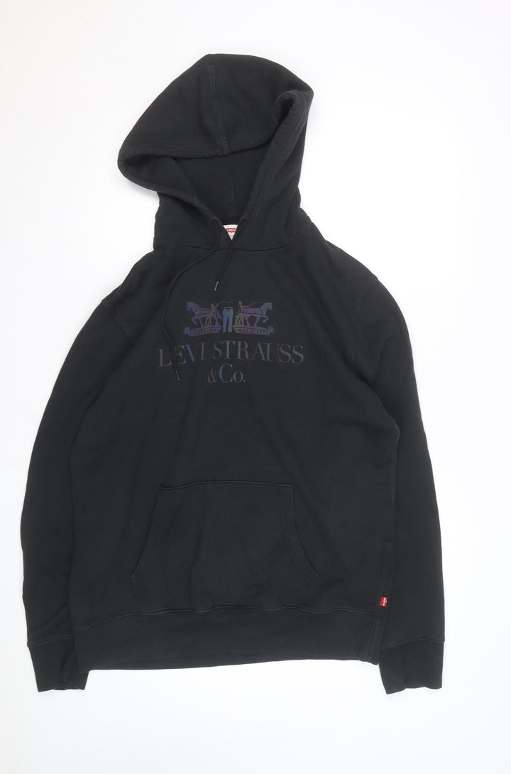 Levi's Men's Black Pullover Hoodie L Regular Fit Graphic Fleece