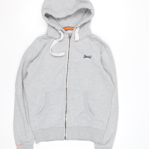 Superdry Men’s Grey Full Zip Hoodie M Orange Label Fleece