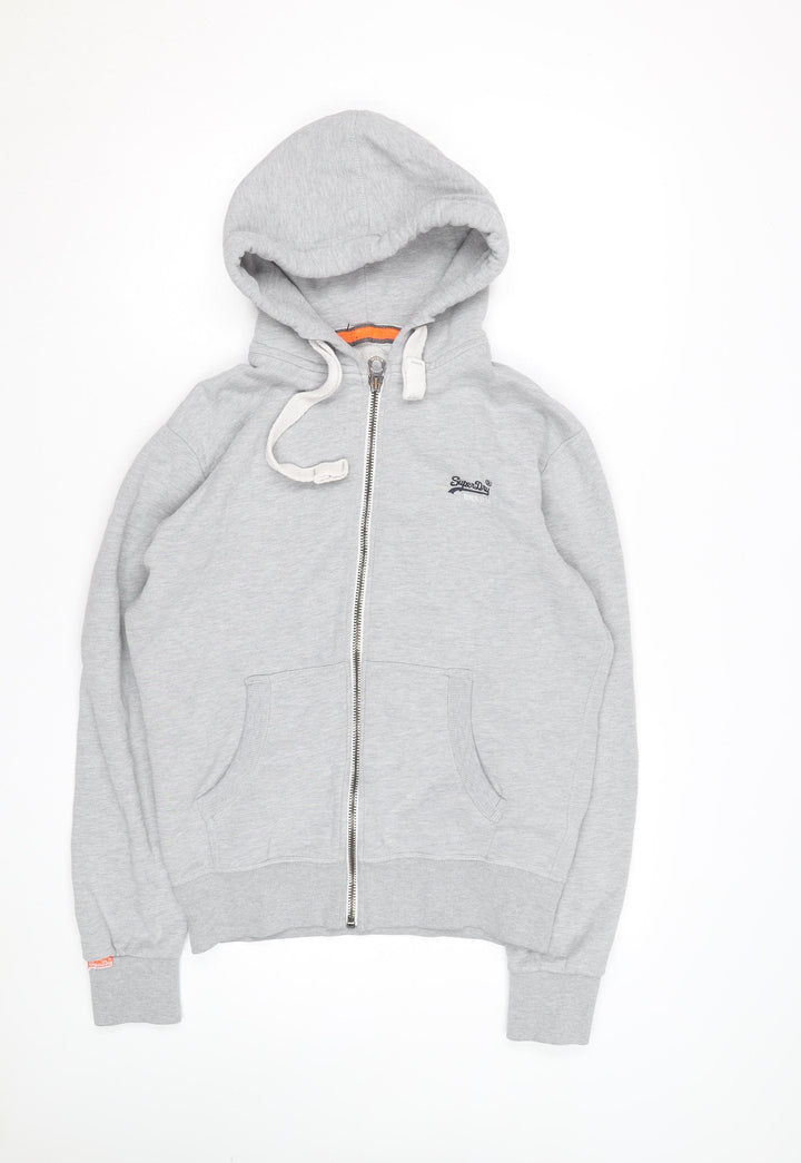 Superdry Men’s Grey Full Zip Hoodie M Orange Label Fleece