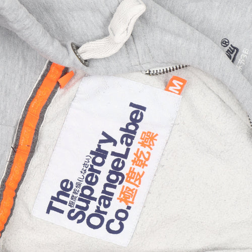 Superdry Men’s Grey Full Zip Hoodie M Orange Label Fleece