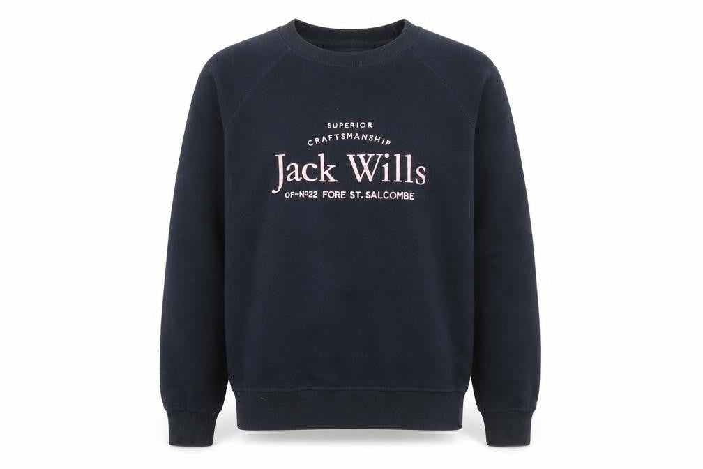 Jack Wills Unisex Adults Blue L Pullover Sweatshirt with Logo Print