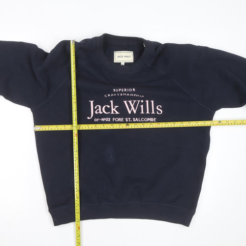 Jack Wills Unisex Adults Blue L Pullover Sweatshirt with Logo Print