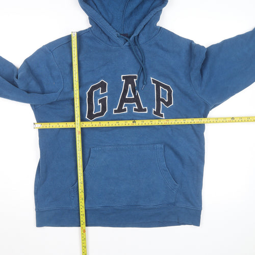 GAP Men Blue Pullover Hoodie M Logo Graphic Fleece Sweatshirt