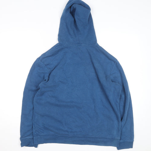 GAP Men Blue Pullover Hoodie M Logo Graphic Fleece Sweatshirt