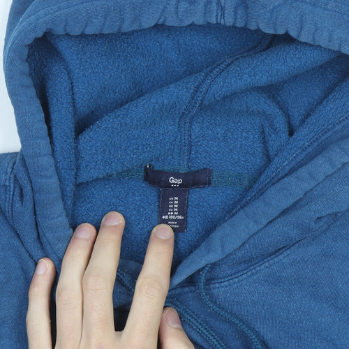 GAP Men Blue Pullover Hoodie M Logo Graphic Fleece Sweatshirt