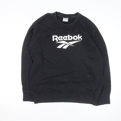 Reebok Unisex Black Medium Pullover Crew Neck Logo Sweatshirt