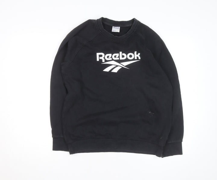 Reebok Unisex Black Medium Pullover Crew Neck Logo Sweatshirt