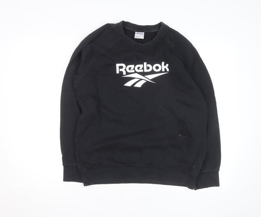 Reebok Unisex Black Medium Pullover Crew Neck Logo Sweatshirt