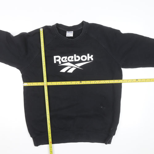 Reebok Unisex Black Medium Pullover Crew Neck Logo Sweatshirt
