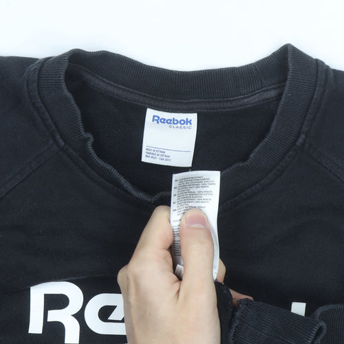Reebok Unisex Black Medium Pullover Crew Neck Logo Sweatshirt