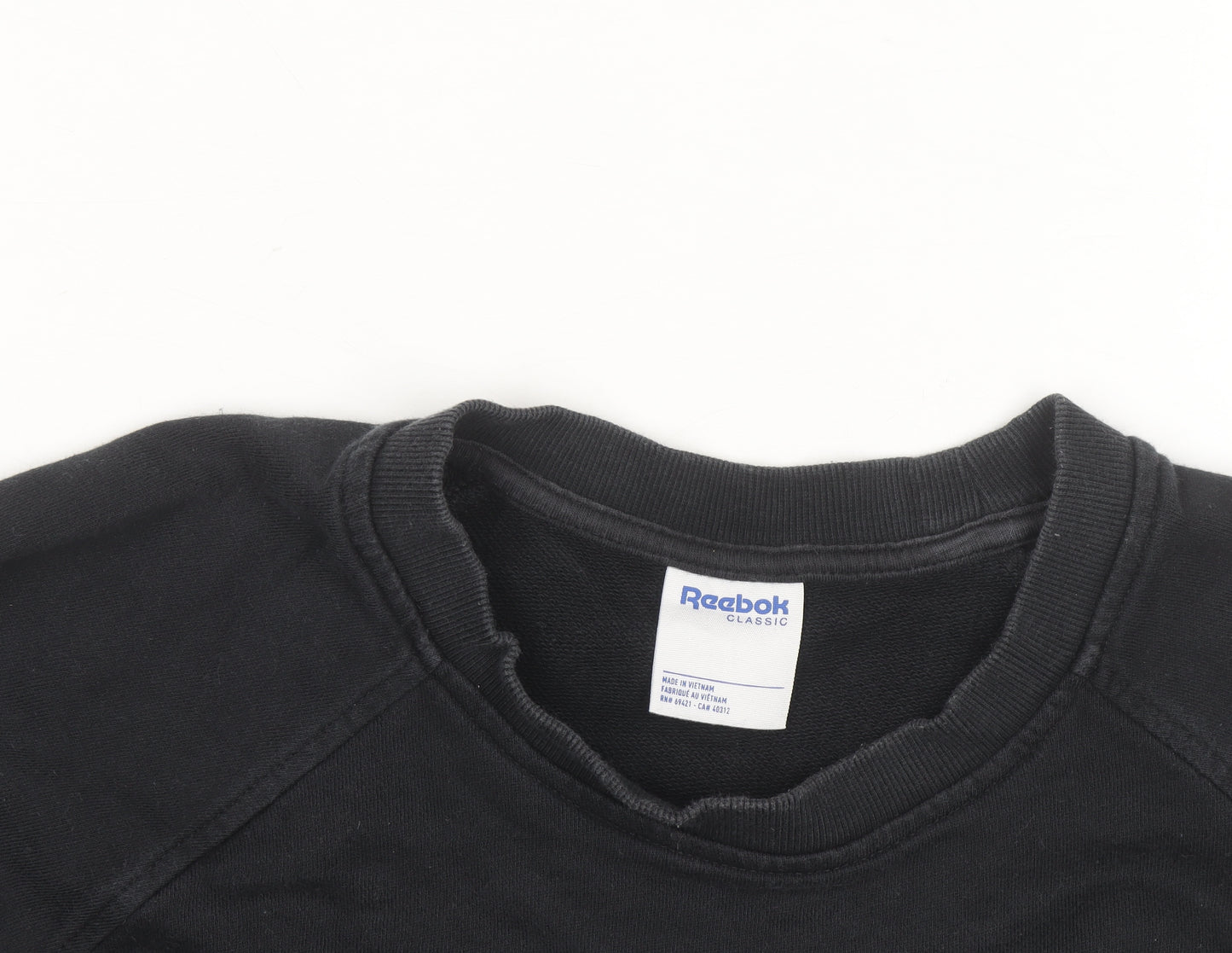 Reebok Unisex Black Medium Pullover Crew Neck Logo Sweatshirt