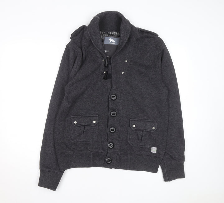 RWD Men’s Grey Button Cardigan Jumper Size XXL Cotton Blend