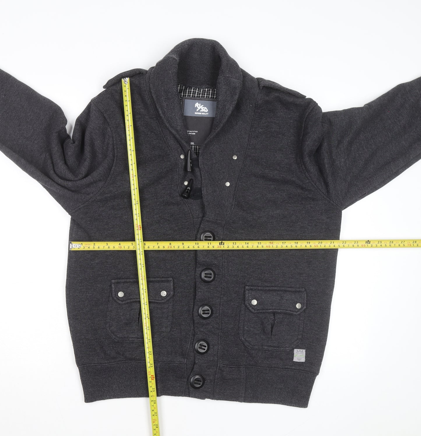 RWD Men’s Grey Button Cardigan Jumper Size XXL Cotton Blend
