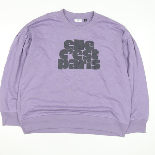 ELLE Unisex Adults Purple Graphic Print Crew Neck Sweatshirt L