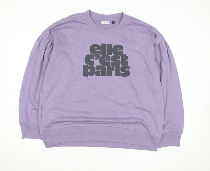 ELLE Unisex Adults Purple Graphic Print Crew Neck Sweatshirt L