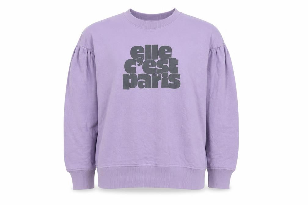 ELLE Unisex Adults Purple Graphic Print Crew Neck Sweatshirt L