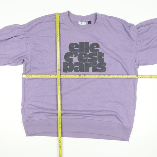 ELLE Unisex Adults Purple Graphic Print Crew Neck Sweatshirt L