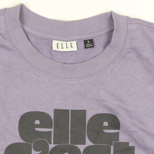 ELLE Unisex Adults Purple Graphic Print Crew Neck Sweatshirt L
