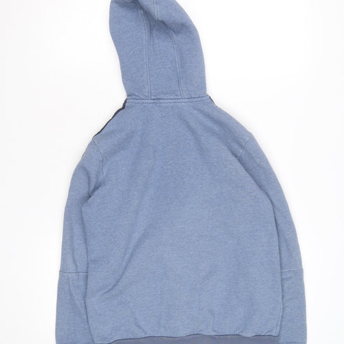 Adidas Boys Blue Full Zip Hoodie Size 13-14 Years Cotton Blend