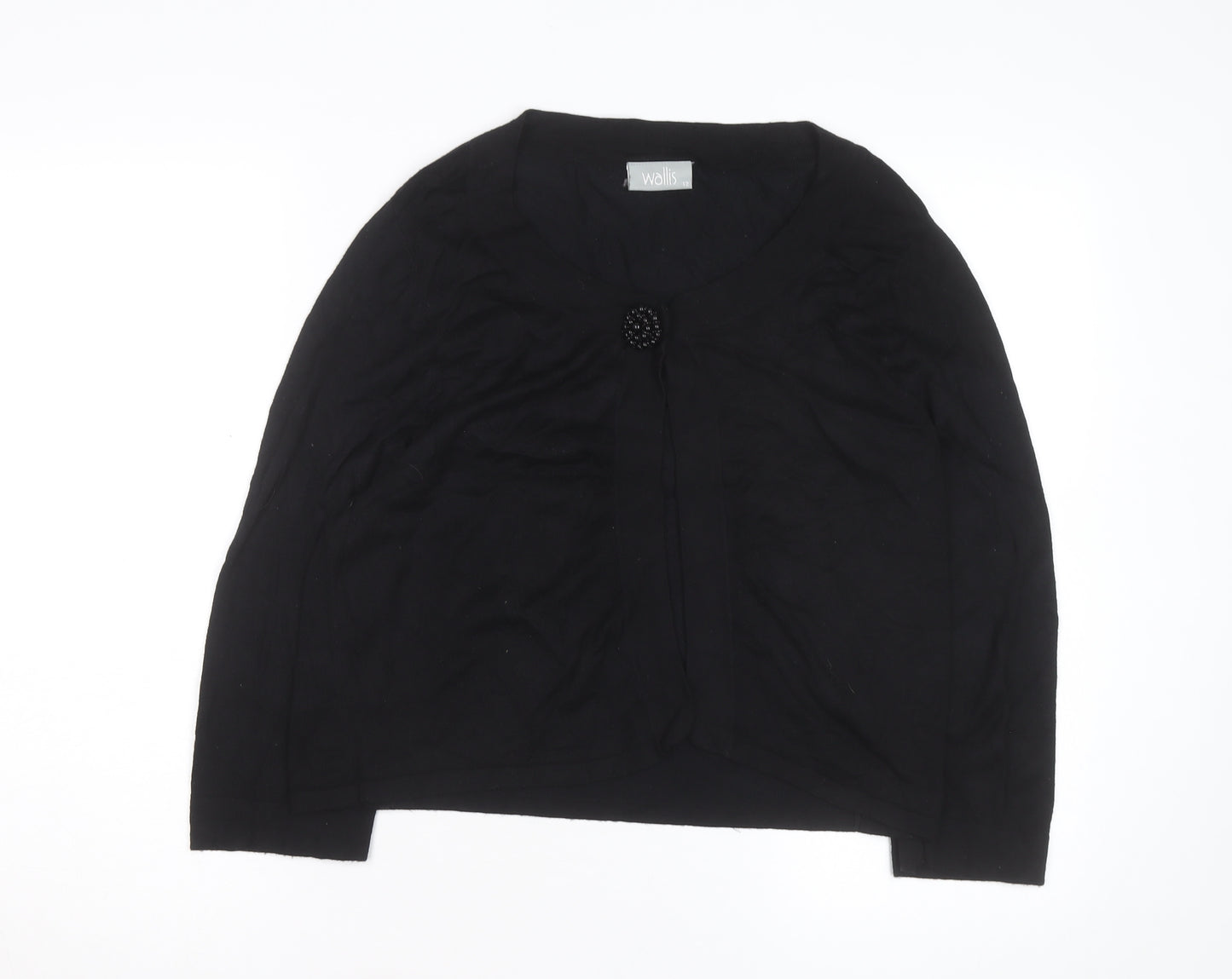 Wallis Women Black Size 12 Button Knit Cardigan Jumper