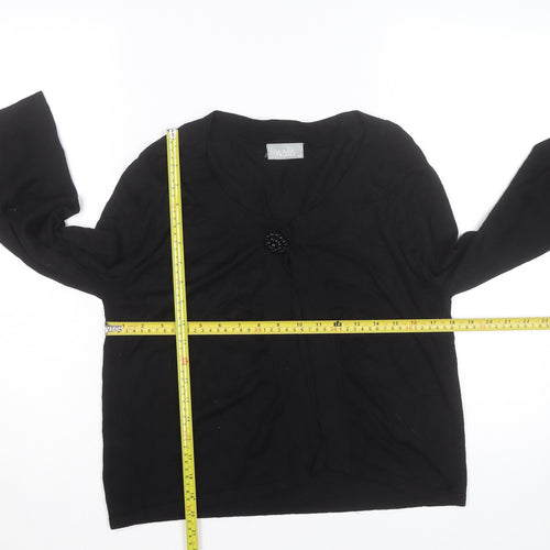 Wallis Women Black Size 12 Button Knit Cardigan Jumper
