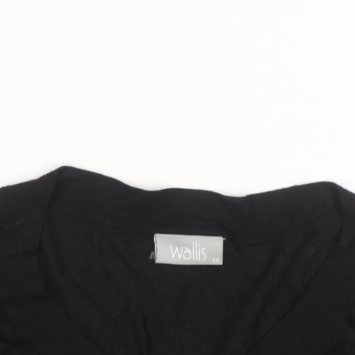 Wallis Women Black Size 12 Button Knit Cardigan Jumper