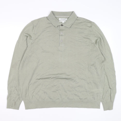 Marks and Spencer Autograph Men's Green 2XL Merino Wool Long Sleeve Polo Shirt