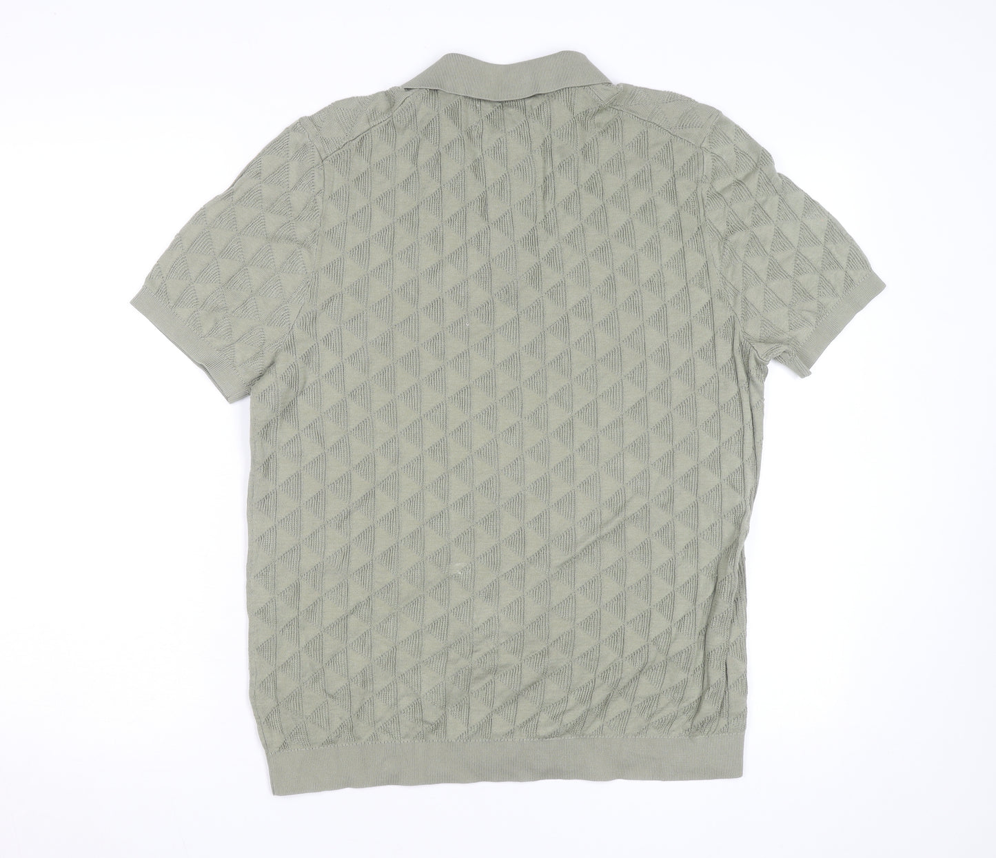 Marks and Spencer Autograph Men's Green Argyle Knit Cotton Polo L